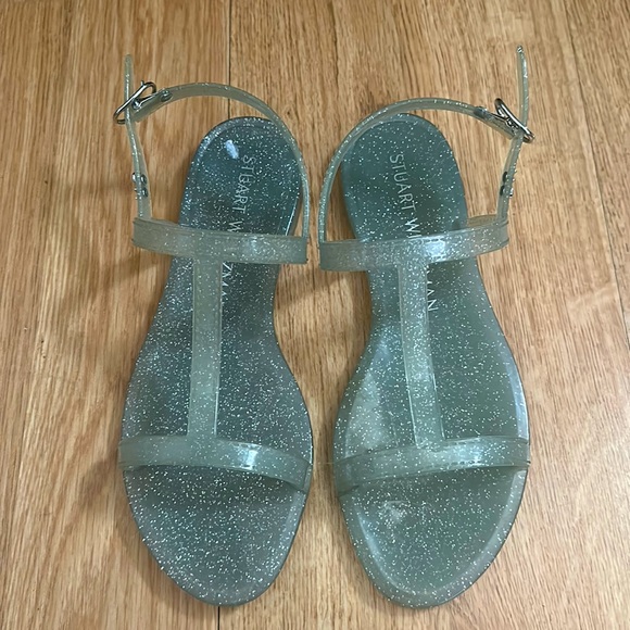 Stuart Weitzman Shoes - Stuart Weitzman Glitter Sandals - Silver